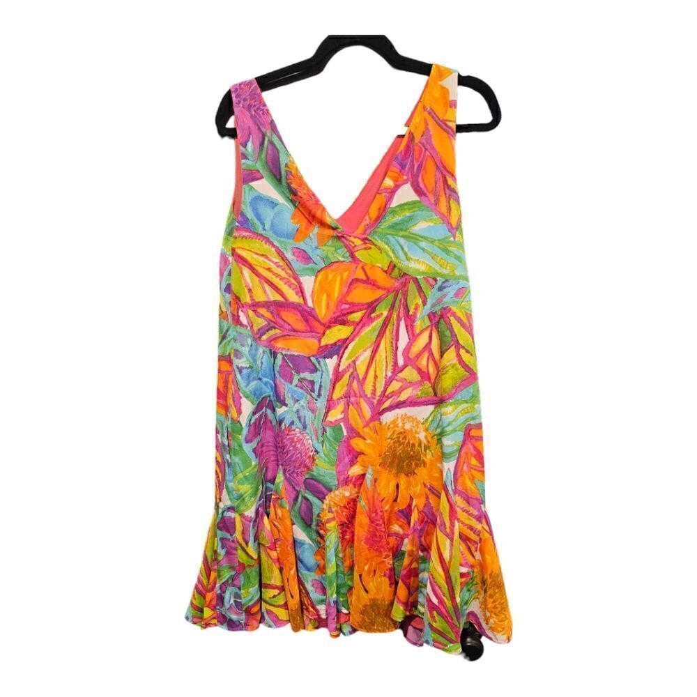 LAUREN RALPH LAUREN Tropical Floral Flutter Hem Dress - Size 12